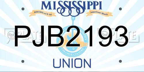 PJB2193 Mississippi License Plate