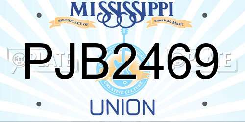 PJB2469 Mississippi License Plate