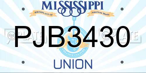 PJB3430 Mississippi License Plate