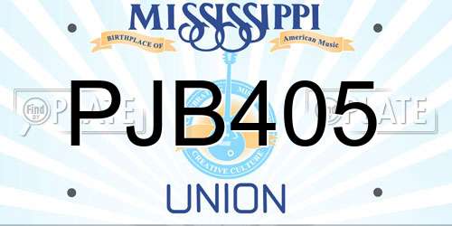 PJB405 Mississippi License Plate