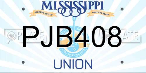 PJB408 Mississippi License Plate