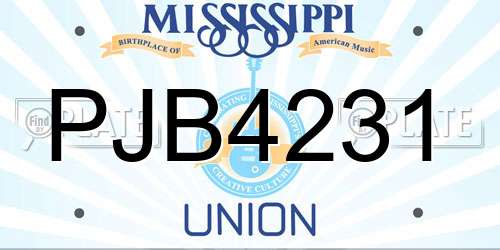 PJB4231 Mississippi License Plate
