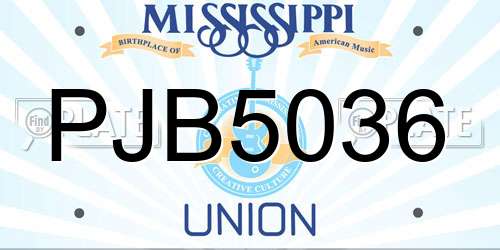 PJB5036 Mississippi License Plate