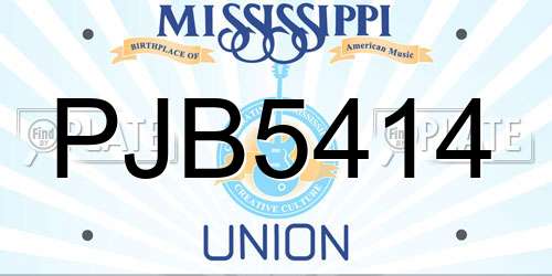 PJB5414 Mississippi License Plate