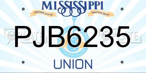 PJB6235 Mississippi License Plate