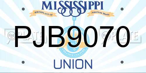PJB9070 Mississippi License Plate