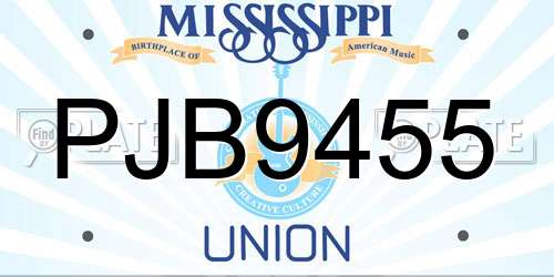 PJB9455 Mississippi License Plate