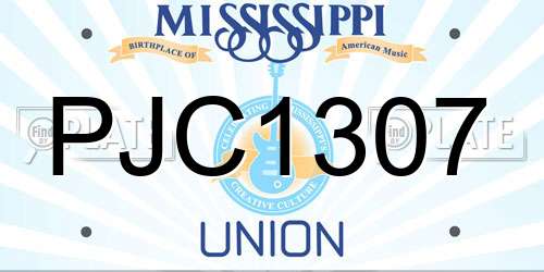 PJC1307 Mississippi License Plate