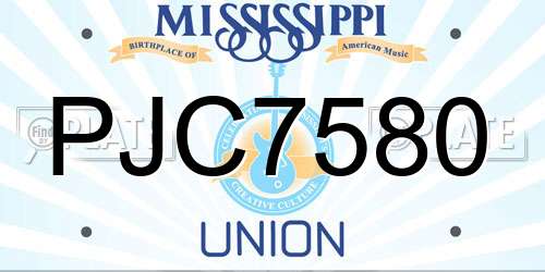 PJC7580 Mississippi License Plate