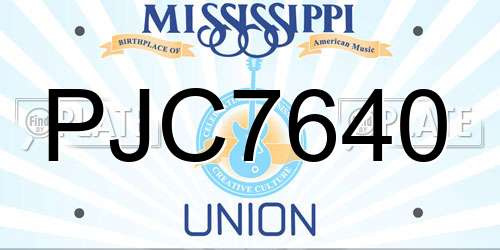 PJC7640 Mississippi License Plate