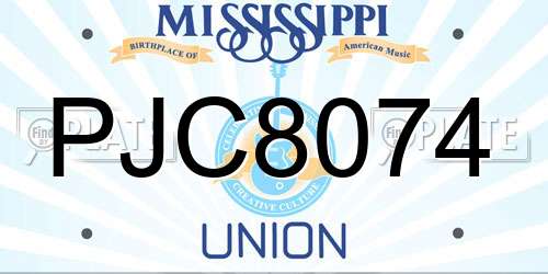 PJC8074 Mississippi License Plate