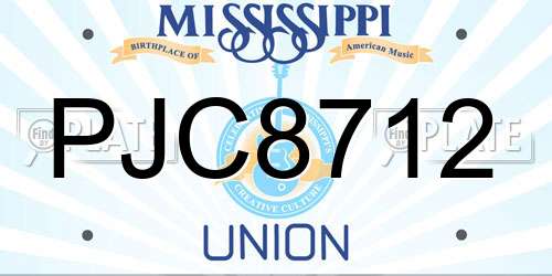 PJC8712 Mississippi License Plate