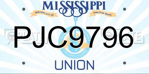 PJC9796 Mississippi License Plate