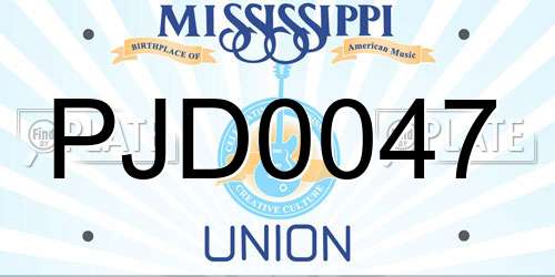 PJD0047 Mississippi License Plate