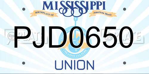 PJD0650 Mississippi License Plate