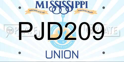 PJD209 Mississippi License Plate