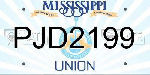 PJD2199 Mississippi License Plate