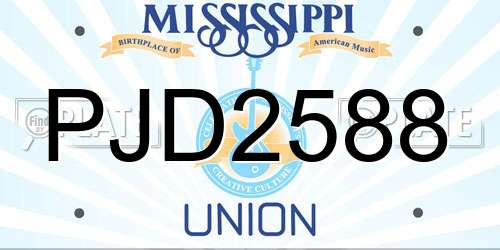 PJD2588 Mississippi License Plate