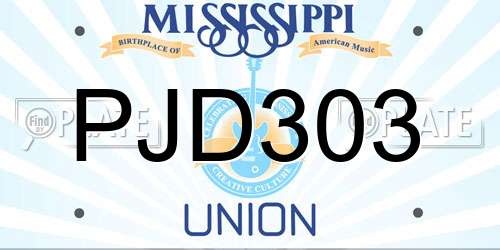 PJD303 Mississippi License Plate