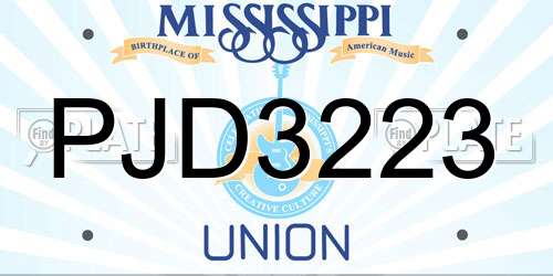 PJD3223 Mississippi License Plate