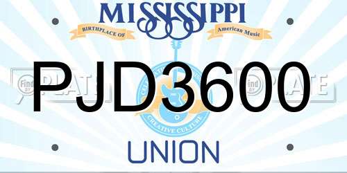 PJD3600 Mississippi License Plate