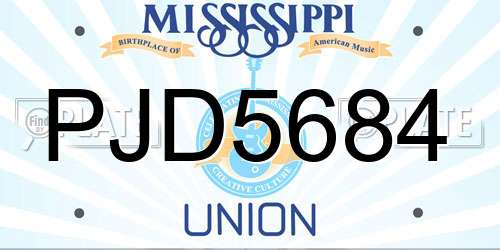 PJD5684 Mississippi License Plate