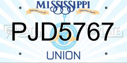 PJD5767 Mississippi License Plate
