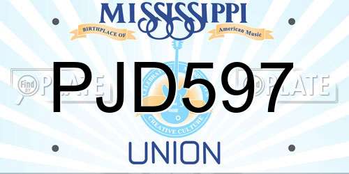 PJD597 Mississippi License Plate