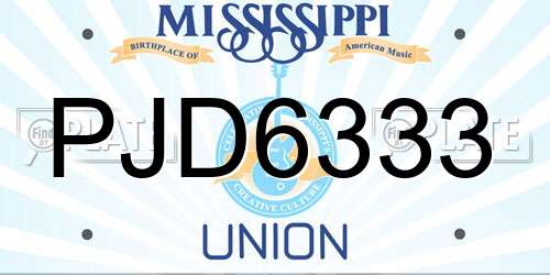 PJD6333 Mississippi License Plate
