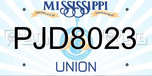 PJD8023 Mississippi License Plate