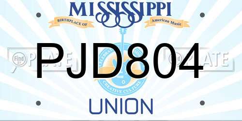 PJD804 Mississippi License Plate