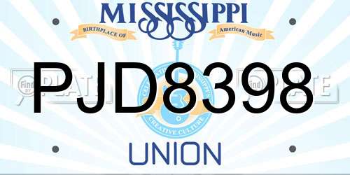 PJD8398 Mississippi License Plate