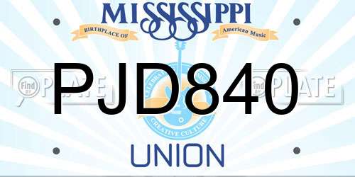 PJD840 Mississippi License Plate