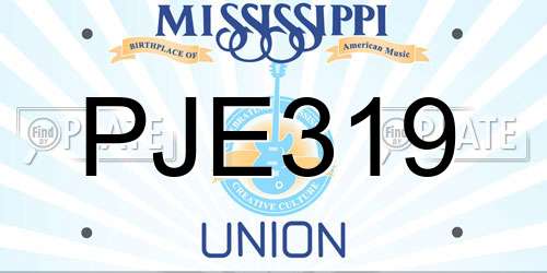 PJE319 Mississippi License Plate