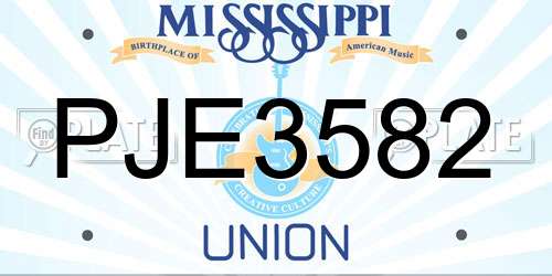PJE3582 Mississippi License Plate