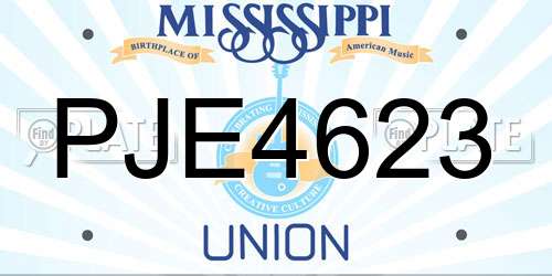 PJE4623 Mississippi License Plate