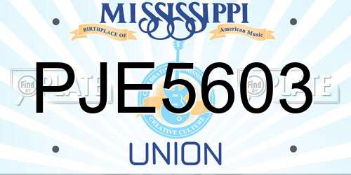PJE5603 Mississippi License Plate