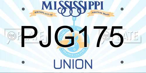 PJG175 Mississippi License Plate