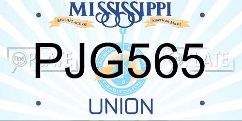 PJG565 Mississippi License Plate