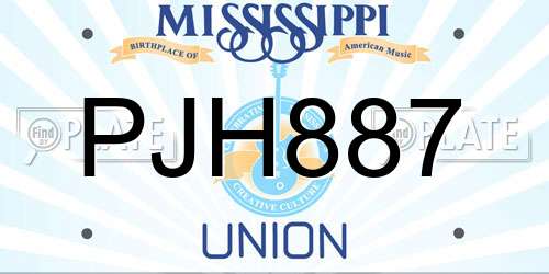 PJH887 Mississippi License Plate