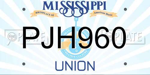 PJH960 Mississippi License Plate