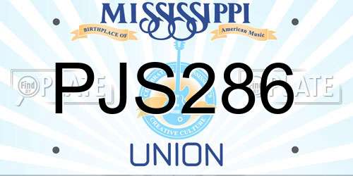 PJS286 Mississippi License Plate