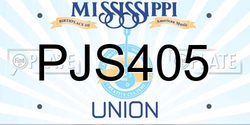 PJS405 Mississippi License Plate