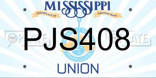 PJS408 Mississippi License Plate