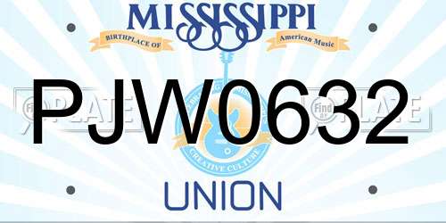 PJW0632 Mississippi License Plate