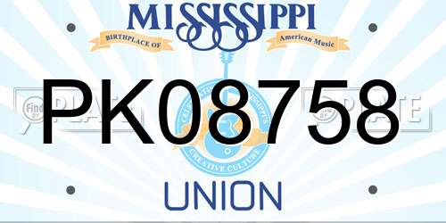 PK08758 Mississippi License Plate