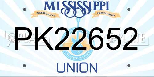 PK22652 Mississippi License Plate