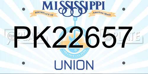 PK22657 Mississippi License Plate