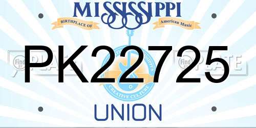 PK22725 Mississippi License Plate