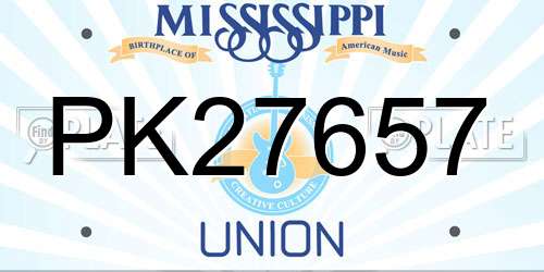 PK27657 Mississippi License Plate